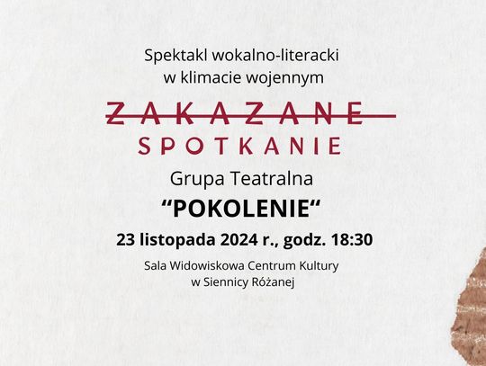 "Zakazane spotkanie" - zaproszenie na niezwykły wieczór w Centrum Kultury