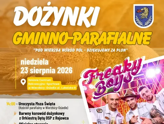 Zapowiedź Dożynek Gminno-Parafialnych w Wierzbicy!