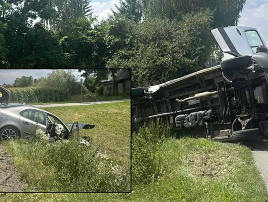 Zderzenie mercedesa z saabem w Srebrzyszczu. Jeden z kierowców trafił do szpitala