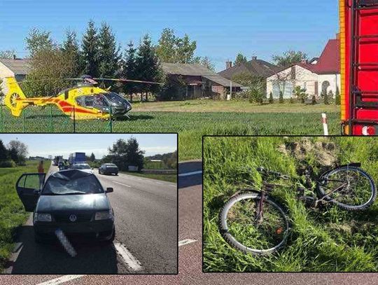 Zderzenie rowerzysty z osobówką. Poszkodowanemu pomogli chełmscy policjanci