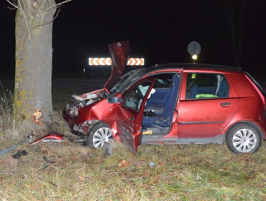 Z obrażeniami ciała trafił do szpitala 39-latek, który doprowadził do wypadku na drodze w Świerżach we wtorek (18 listopada) tuż przed godziną 19:00.
