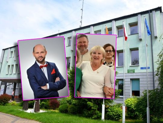 zdjęcia piotra kazaneckiego i jadwigi czaprańskiej na tle budynku starostwa we włodawie