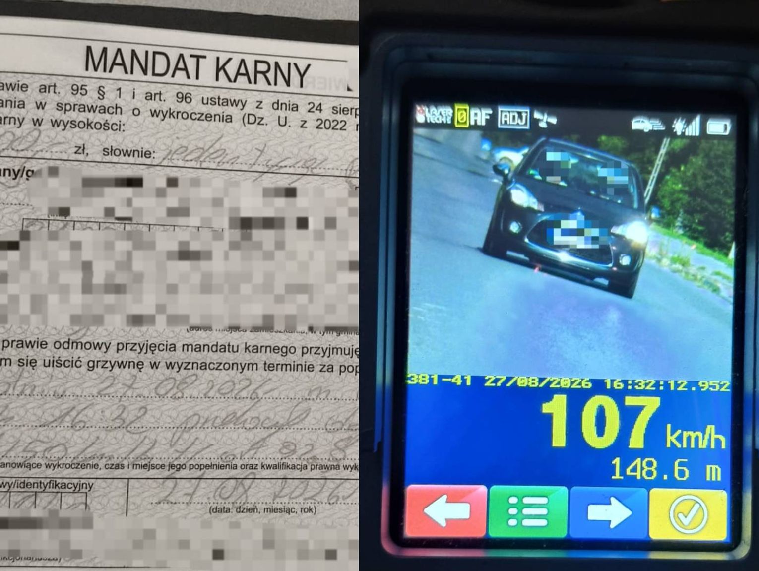 107 kilometrów na godzinę w terenie zabudowanym w Uhrusku. Kierowca stracił prawo jazdy
