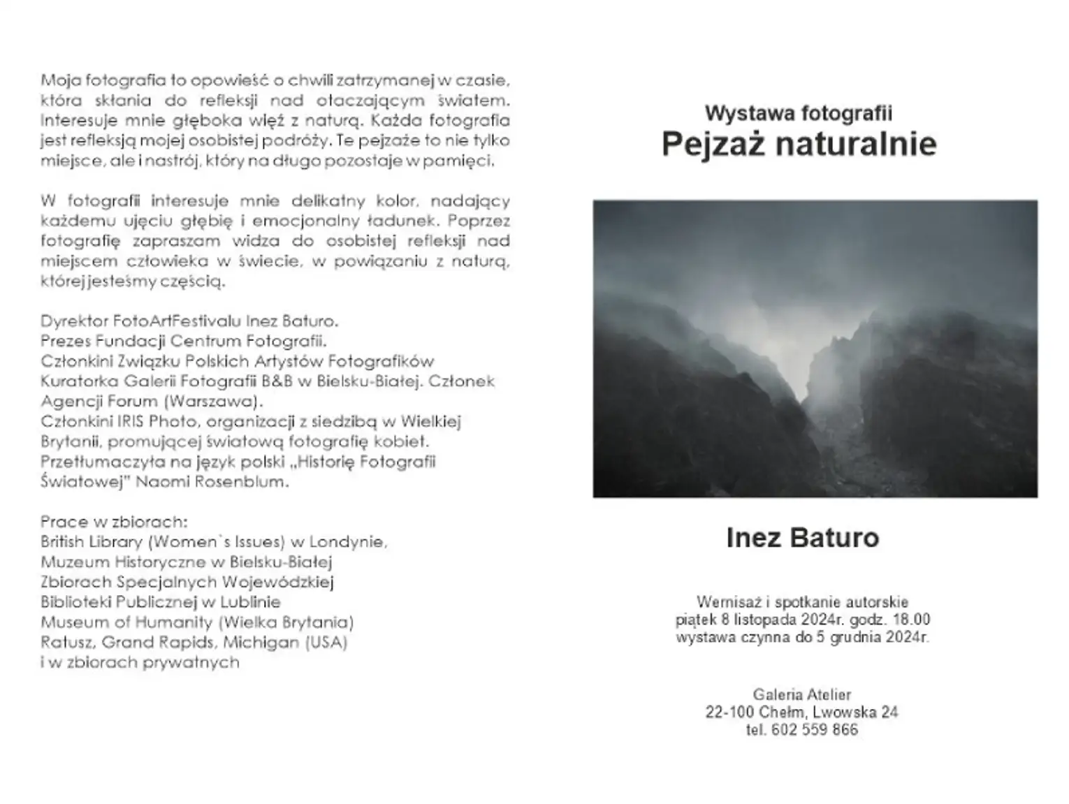 Chełm. Pejzaż naturalnie - wystawa fotografii Inez Baturo