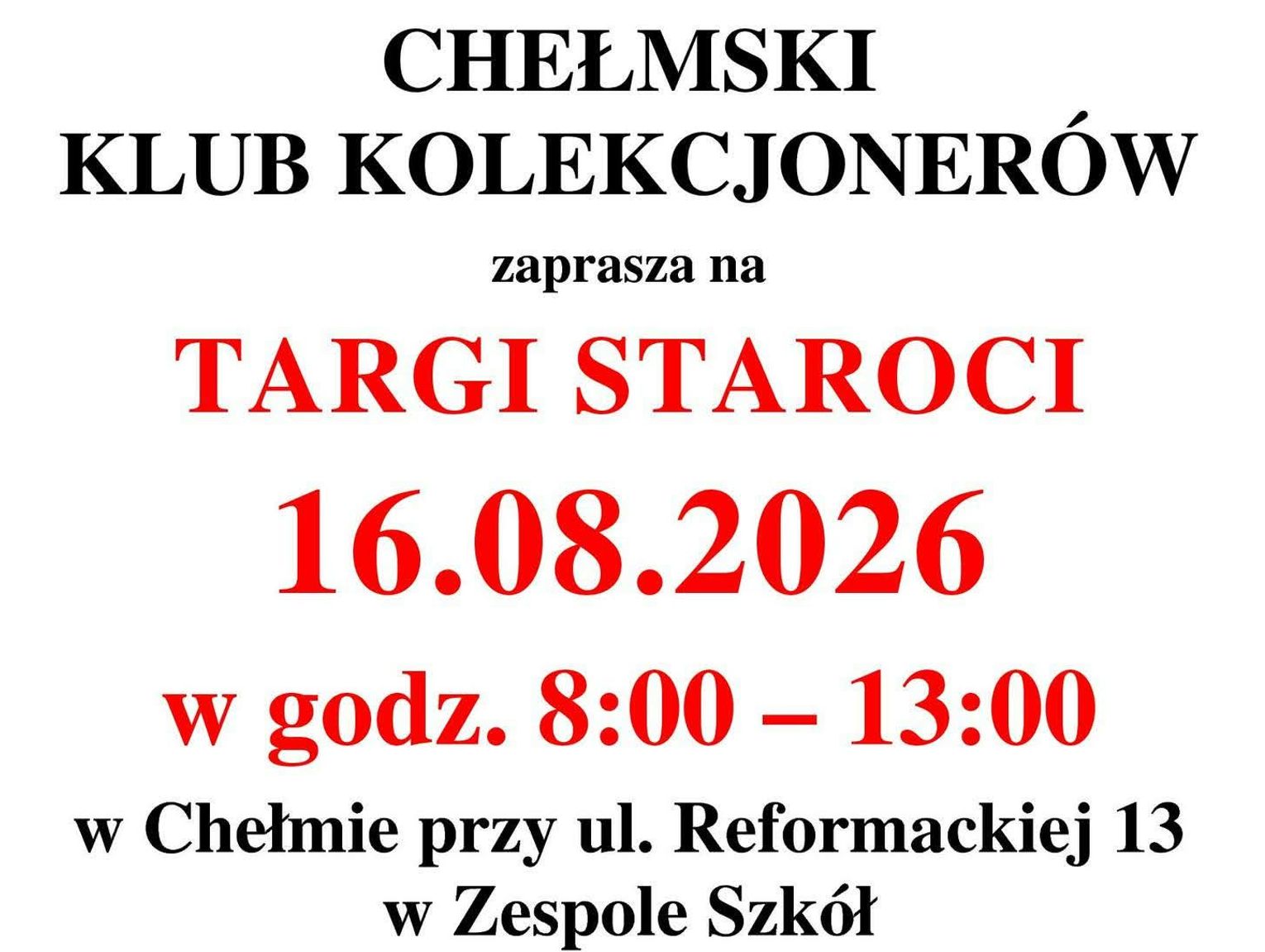 Chełm. Chełmski Klub Kolekcjonerów zaprasza na targi staroci