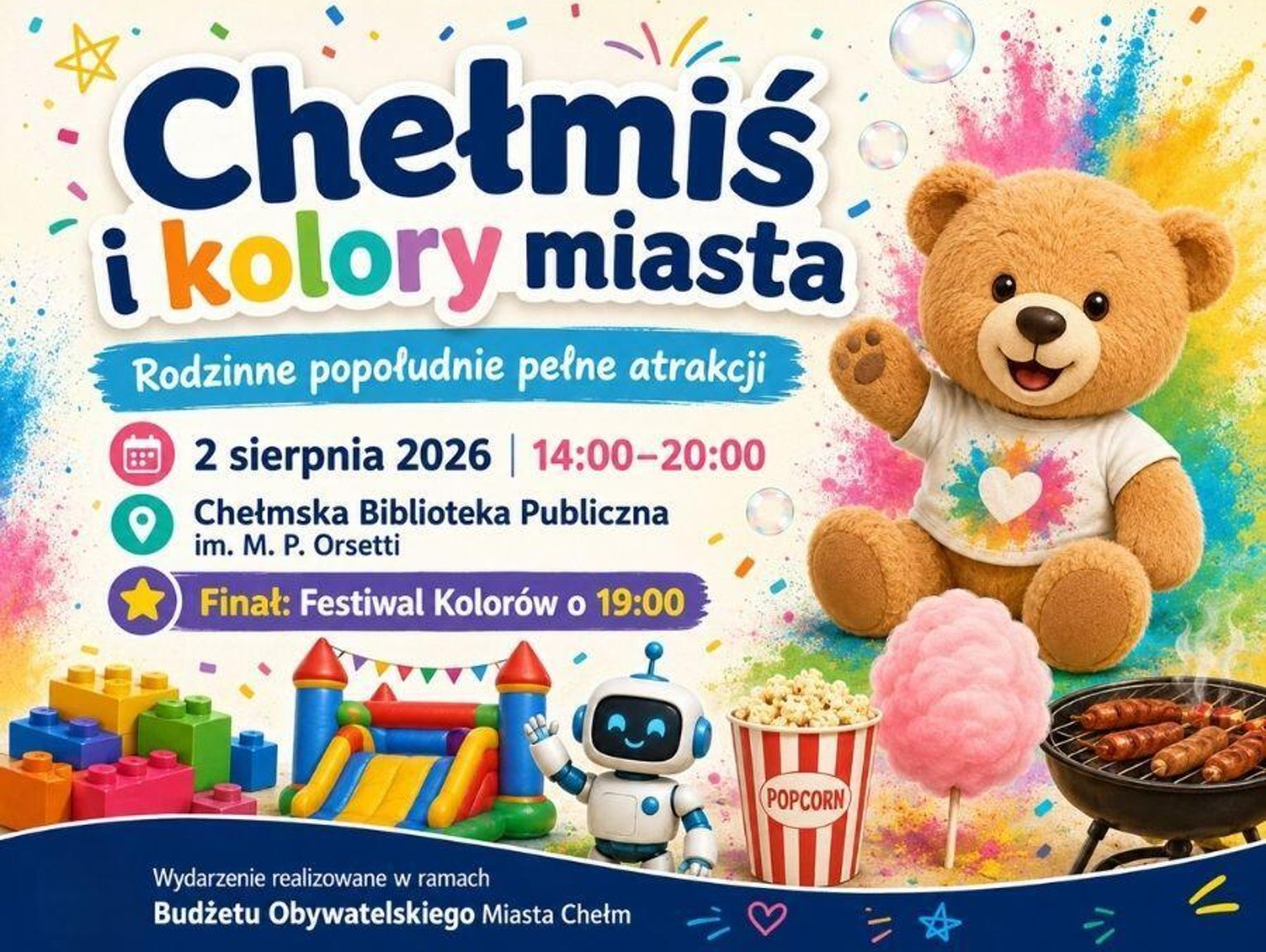 Chełmiś i kolory miasta. Rodzinna zabawa przy bibliotece