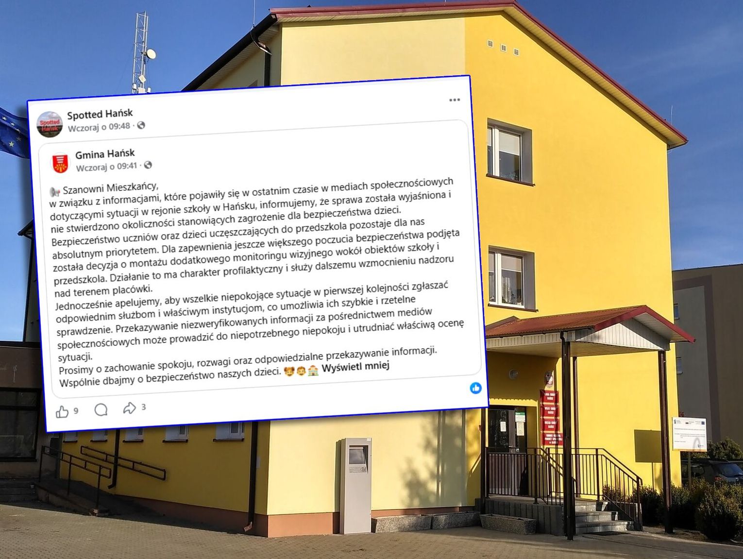 Gm. Hańsk. Czarny volkswagen przed szkołą wywołał poruszenie. Gmina apeluje o spokój i montuje monitoring