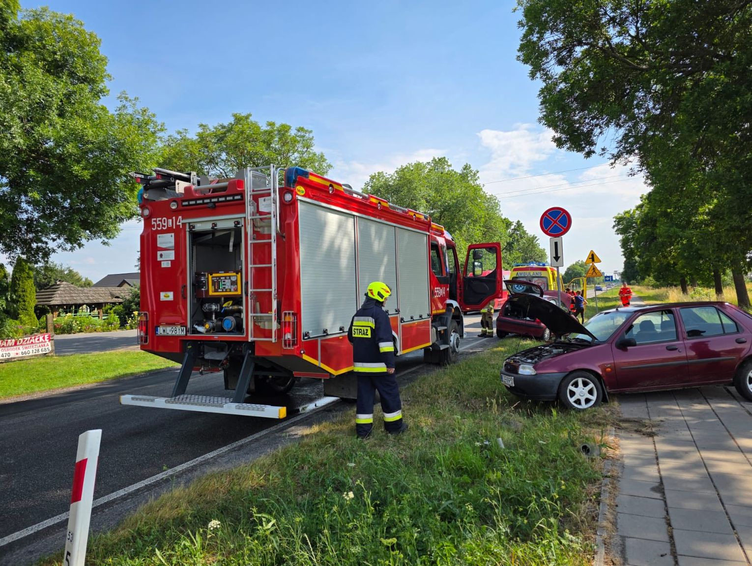 Zderzenie dwóch aut i powalone drzewo w Urszulinie [ZDJĘCIA]