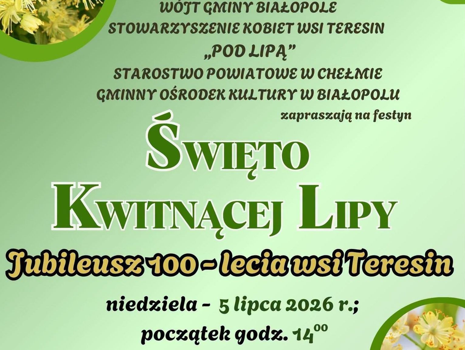 Gm. Białopole. Święto Kwitnącej Lipy i 100-lecie Teresina