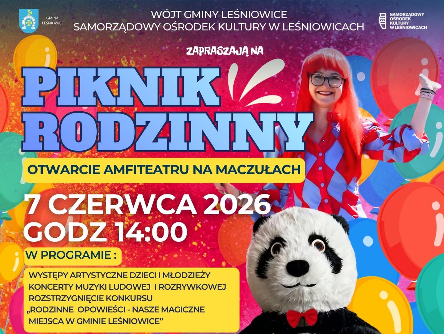 Gm. Leśniowice. Piknik rodzinny i otwarcie amfiteatru na Maczułach