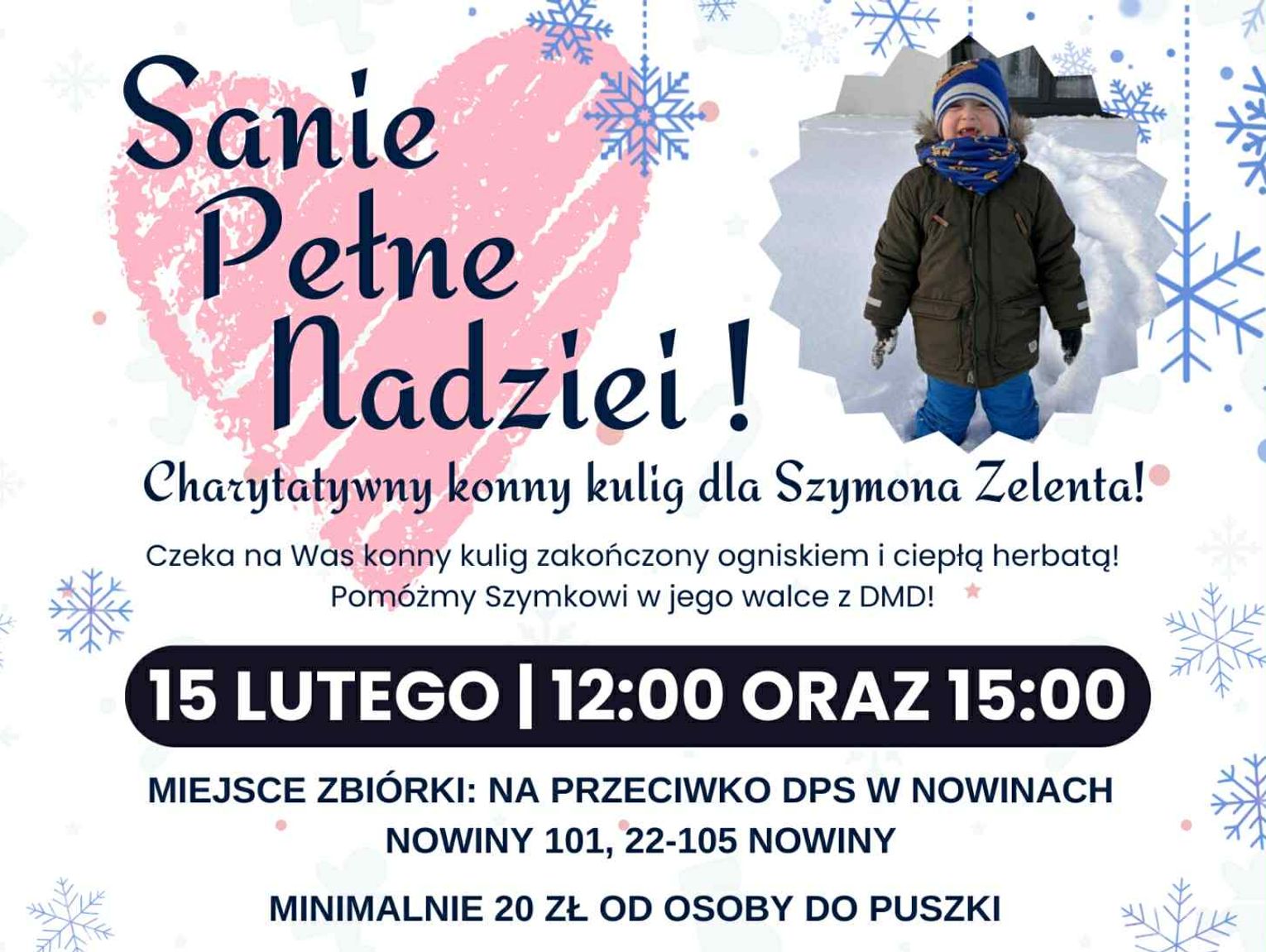 Gm. Ruda- Huta. Charytatywny kulig konny dla Szymonka Zelenta