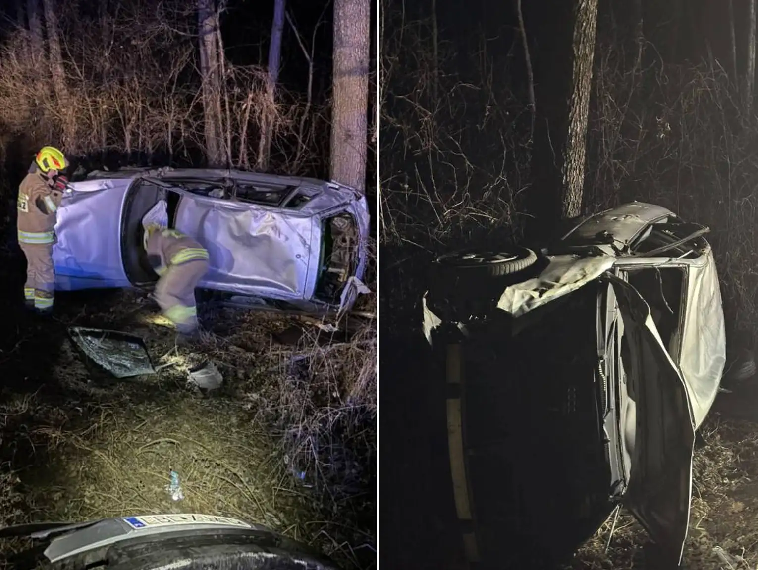 Gm. Urszulin. Poważny wypadek w Babsku. Audi w rowie, 24-latek w szpitalu