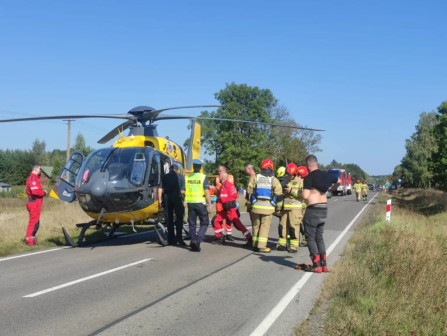 Gm. Urszulin. Wypadek z udziałem dwóch motocykli. Jeden z poszkodowanych zabrany przez LPR do szpitala