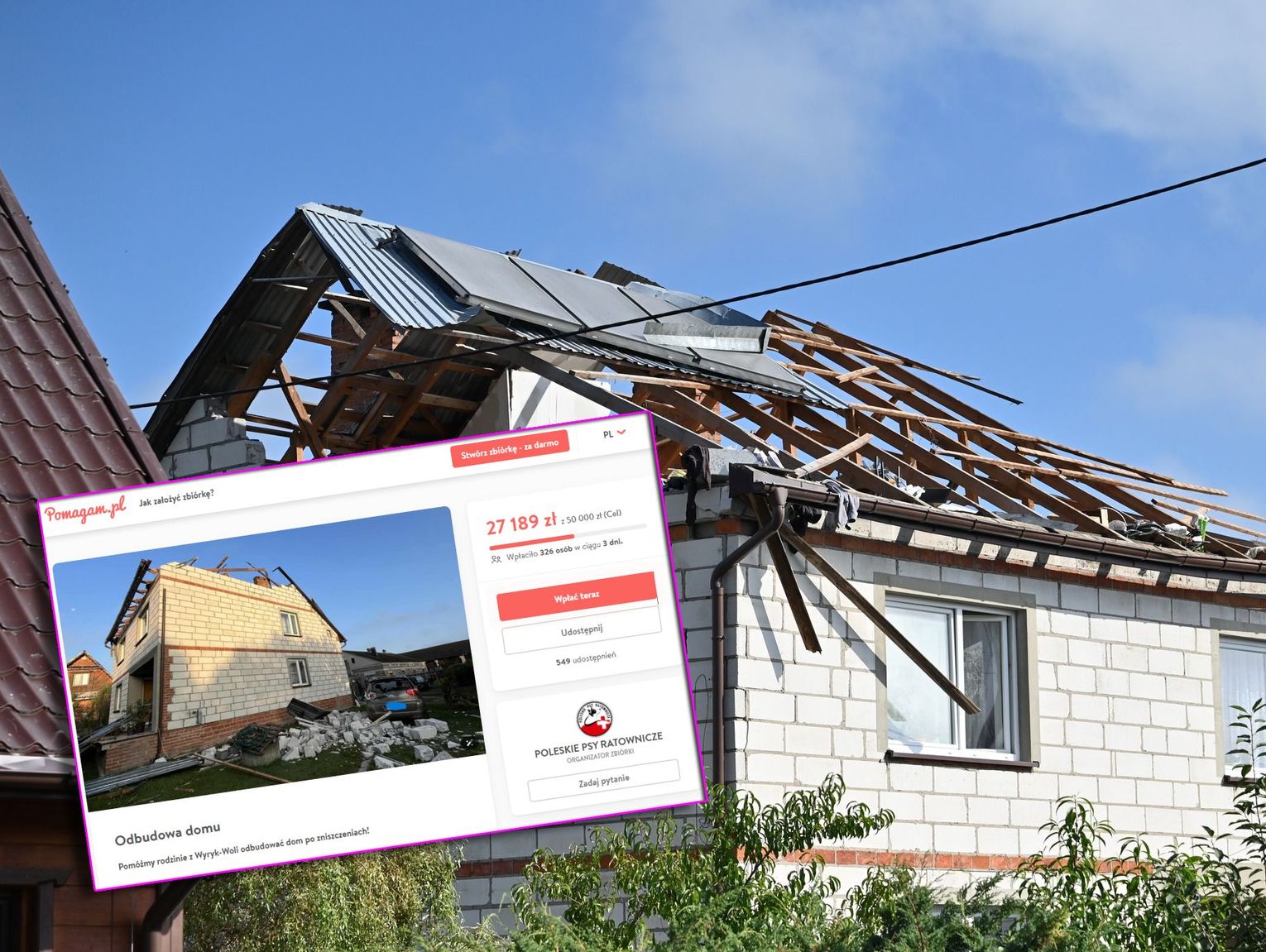 Gm. Wyryki. Zbiórka dla poszkodowanej rodziny po uszkodzeniu domu. Każdy może pomóc!