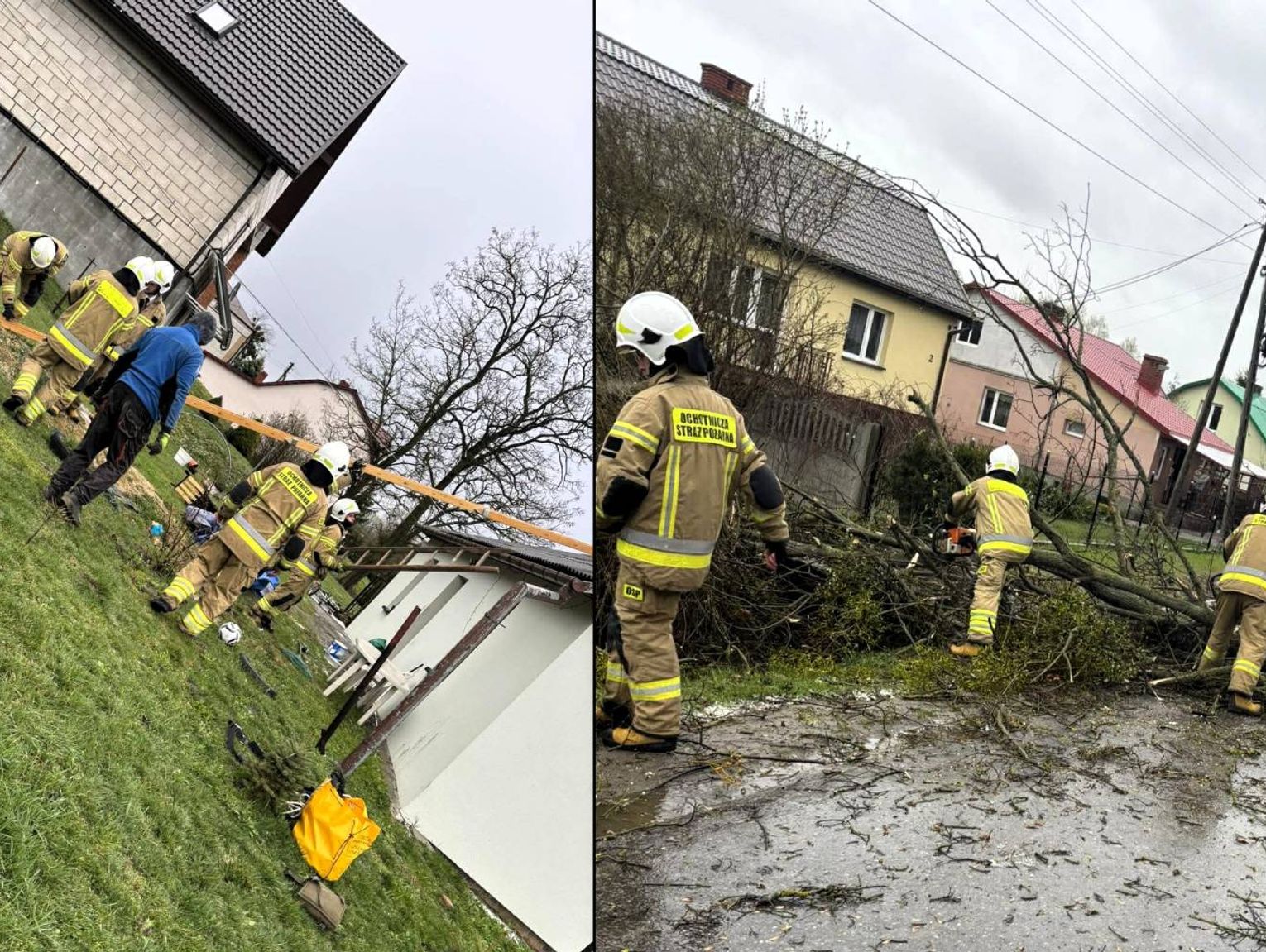 Krajobraz po burzy. Zerwane dachy, powalone drzewa. Strażacy w akcji [ZDJĘCIA]