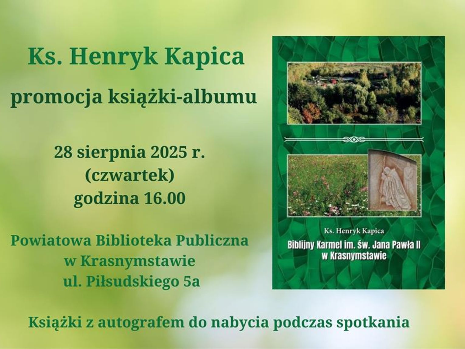 Krasnystaw. Ks. Henryk Kapica zaprasza na spotkanie autorskie