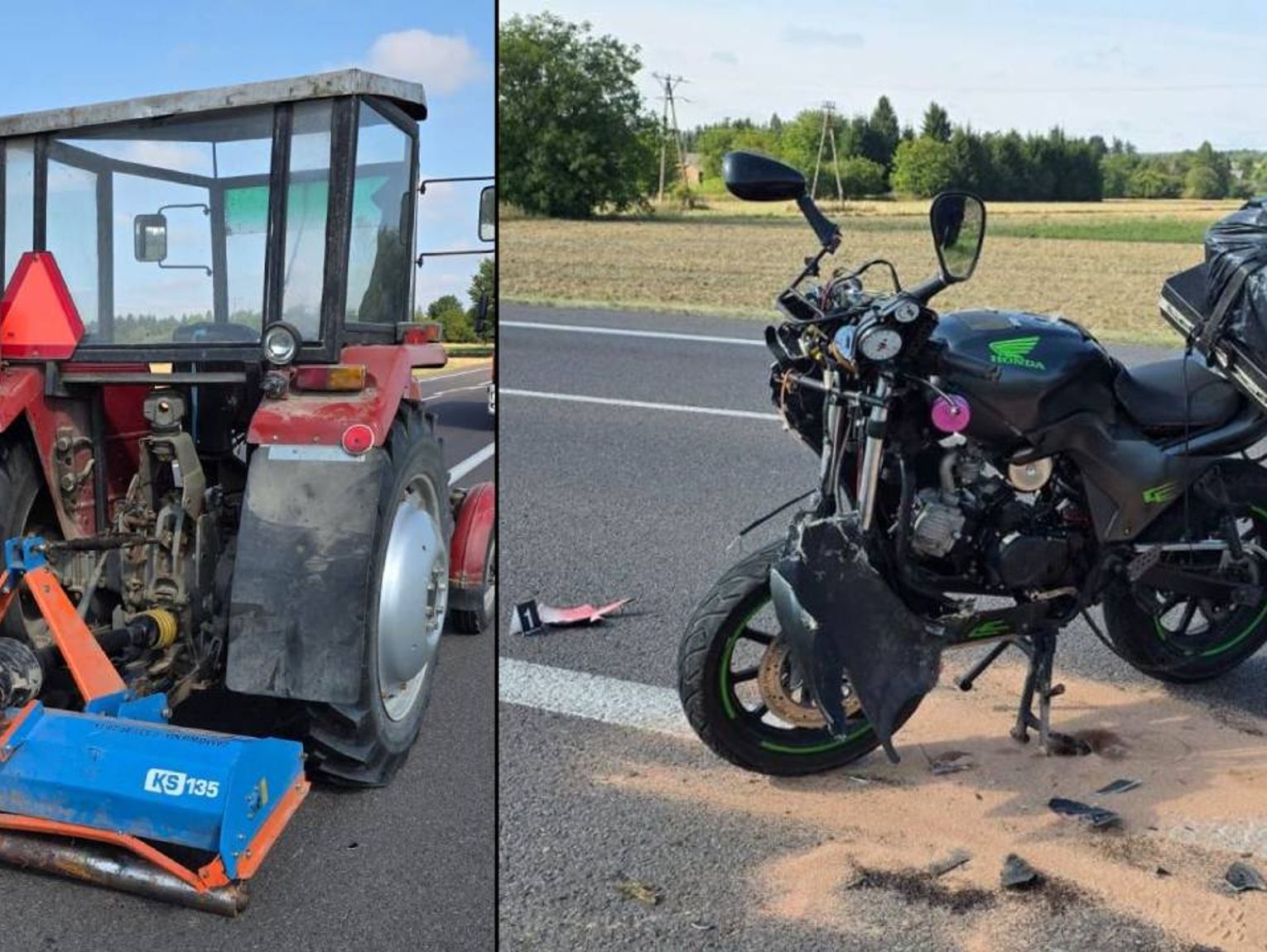 Krasnystaw. Motorower zderzył się z ciągnikiem na DK17. Kierowca w szpitalu