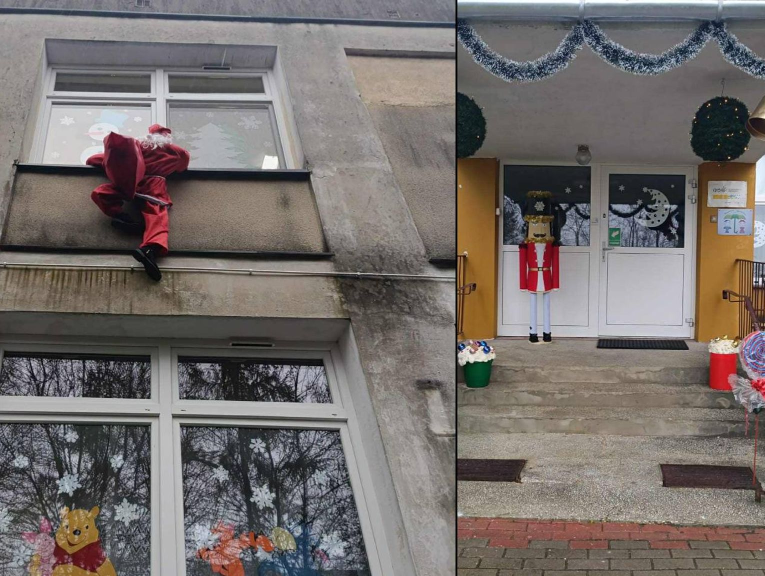 Chełm. Mikołaj wspina się po elewacji przedszkola. Dekoracje, które zachwyciły [GALERIA ZDJĘĆ]