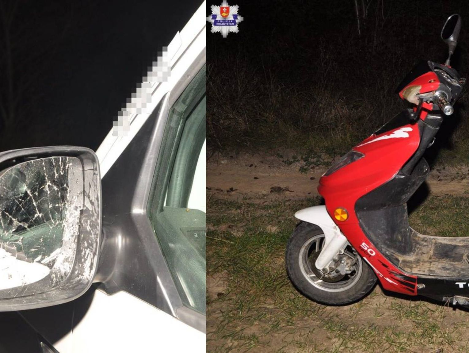 Najpierw jechał na skuterze, potem chował się przed policjantami w krzakach