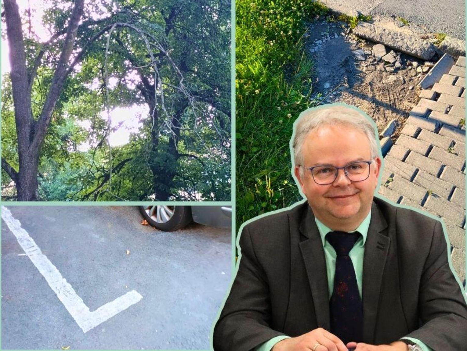 Niebezpieczne gałęzie i uszkodzony krawężnik