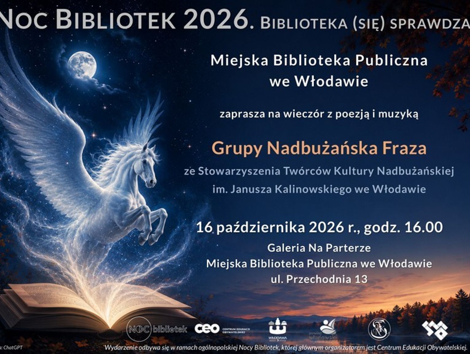 Noc Bibliotek 2026 we Włodawie. Wieczór z poezją, muzyką i promocją poetyckiego zeszytu