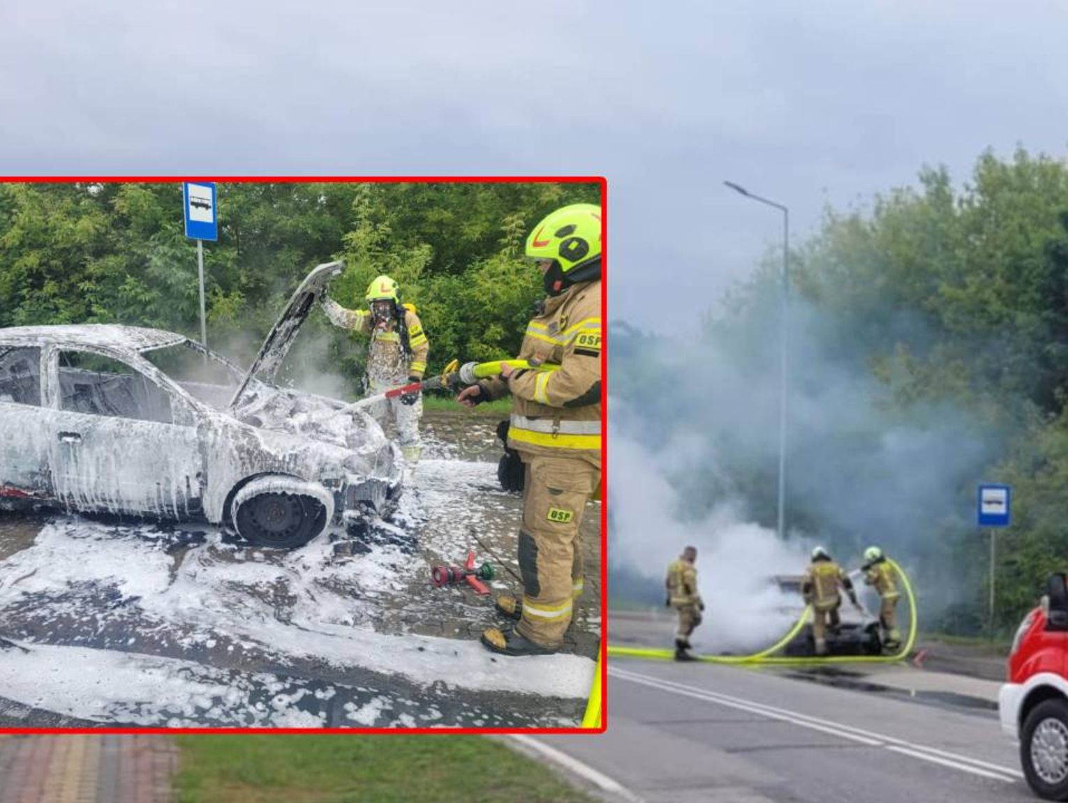 Ogień na ulicy Lubelskiej w Rejowcu Fabrycznym. Płonął opel astra