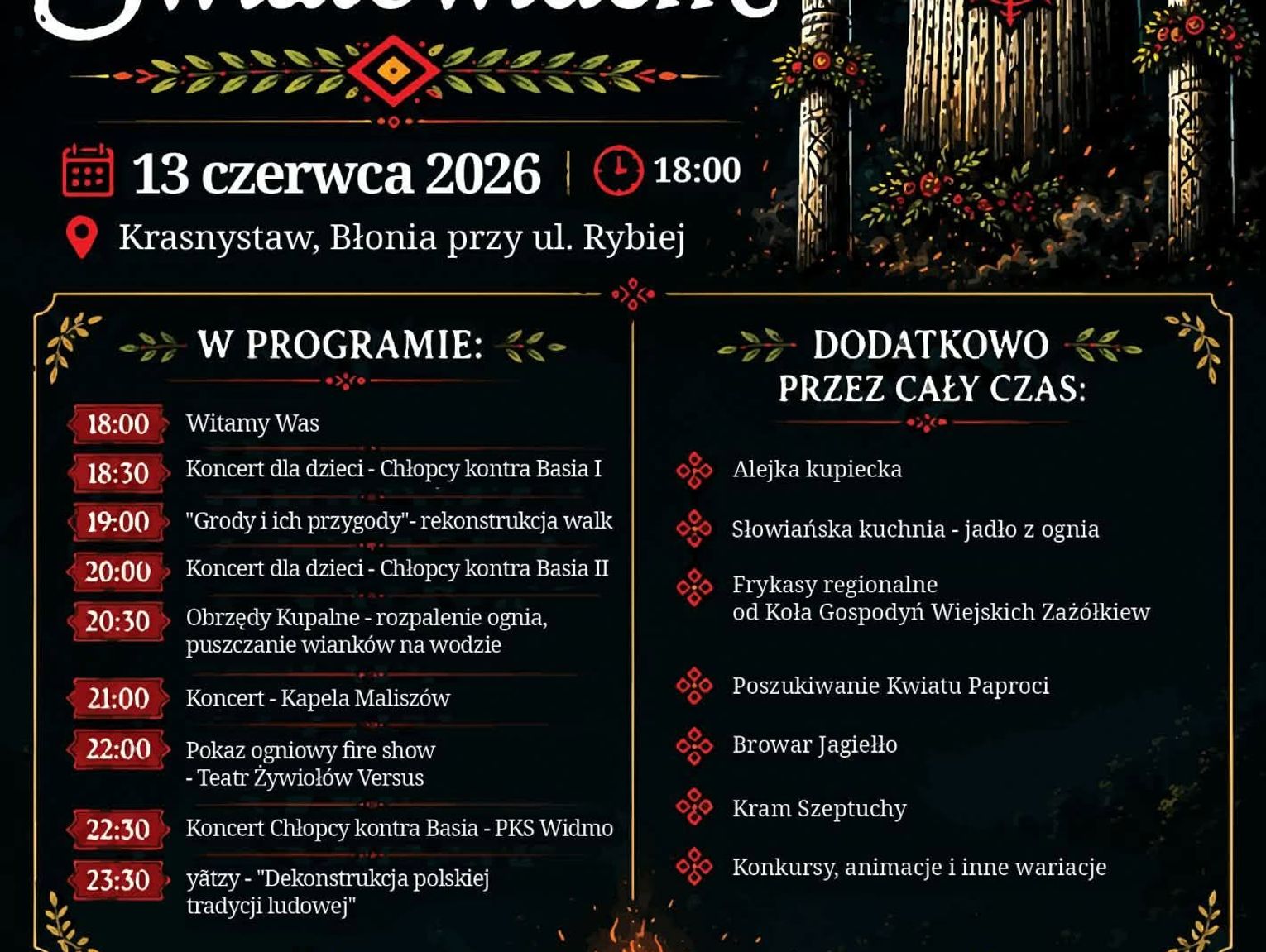 Palinocka pod Światowidem w Krasnymstawie. Będzie ogień, muzyka i obrzędy kupalne