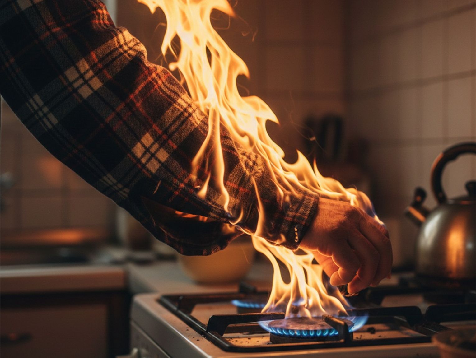 Płonąca koszula i poparzenia. Niebezpieczny incydent kuchenny we Włodawie