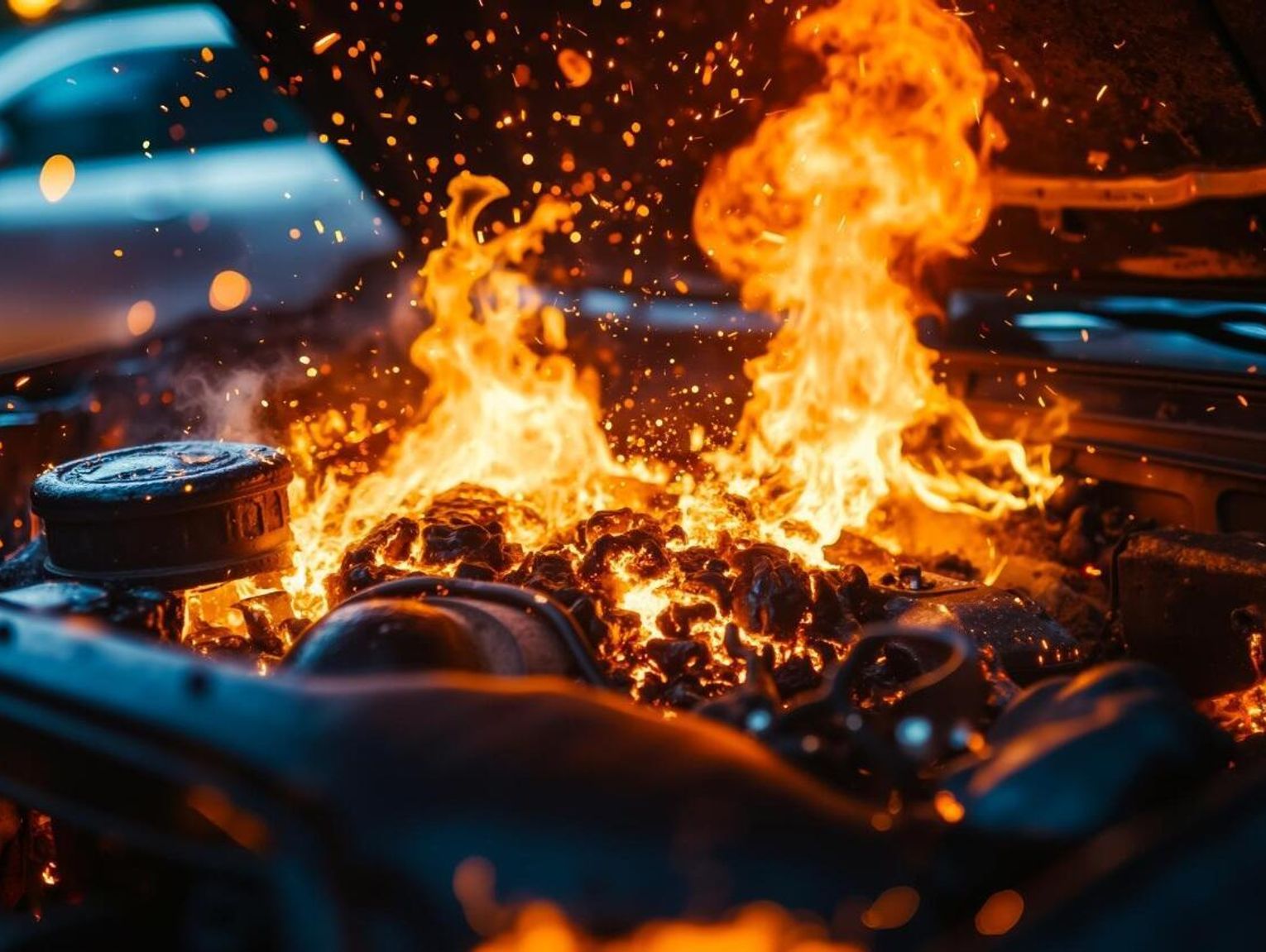 Płonęło Volvo na prywatnej posesji w Strzelcach. Służby sprawdzają, czy było to podpalenie