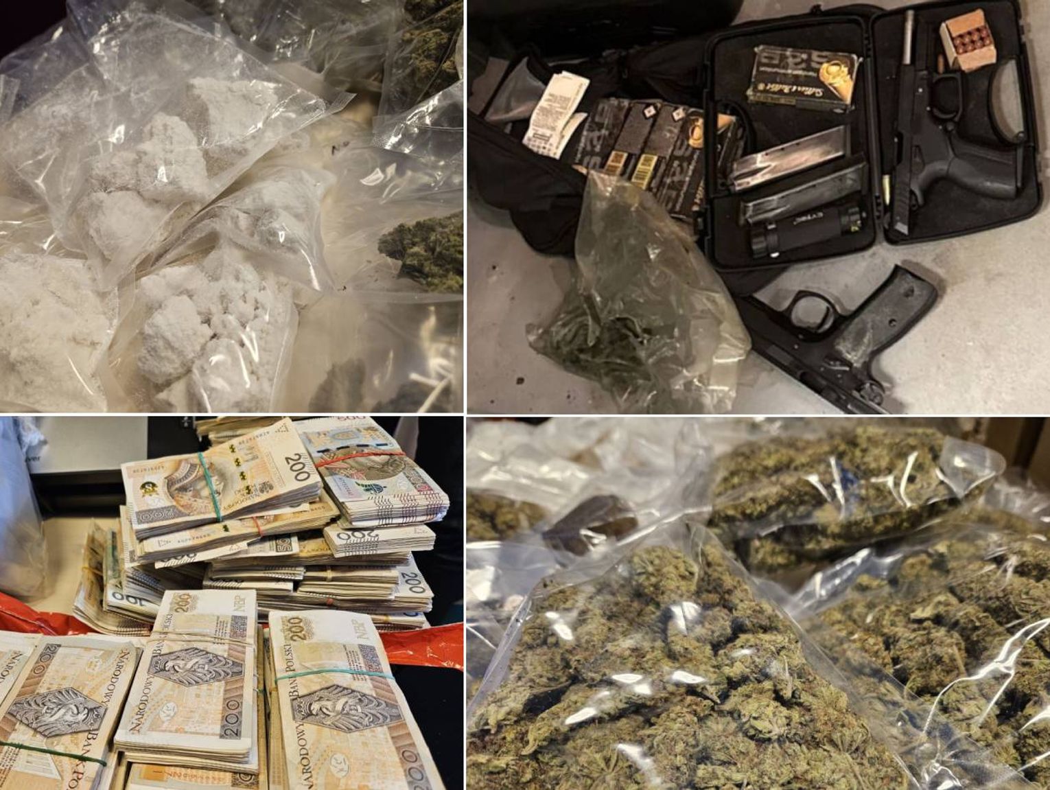 Ponad 3 kg narkotyków, broń i prawie milion złotych. W operacji uczestniczyli CBŚP z Chełma [ZDJĘCIA, FILM]