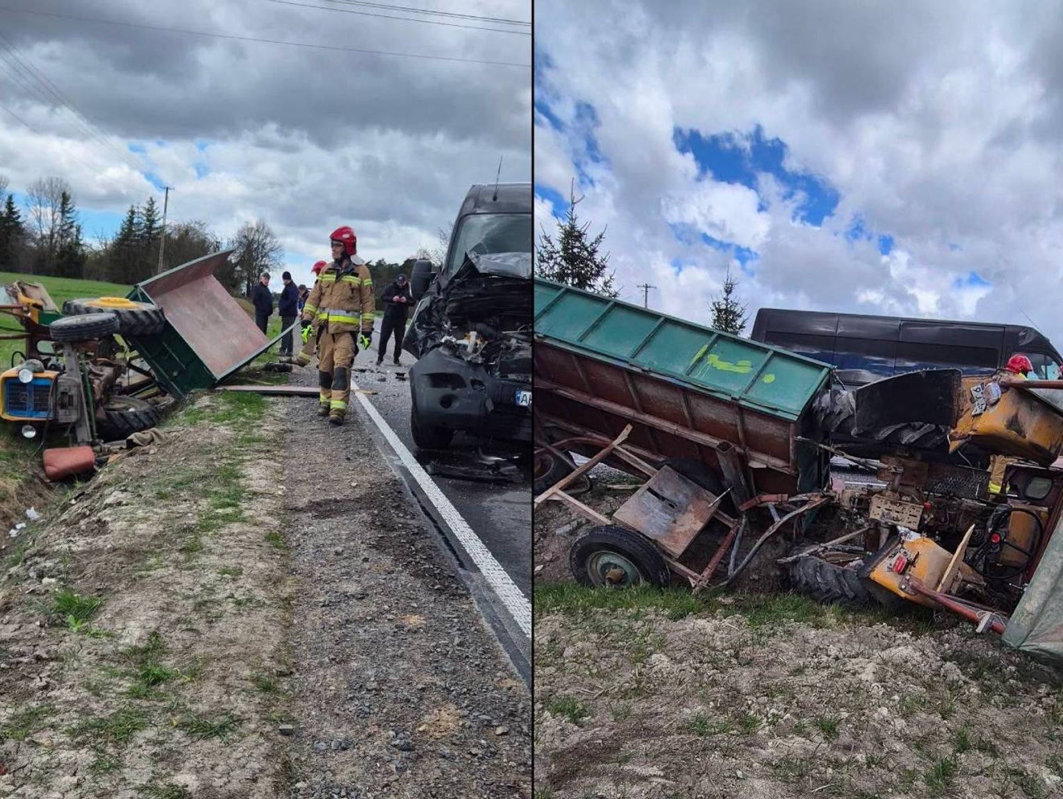 Poważny wypadek w Witoldowie. Rolnik wypadł przez szybę ciągnika. Interweniowało LPR [ZDJĘCIA]