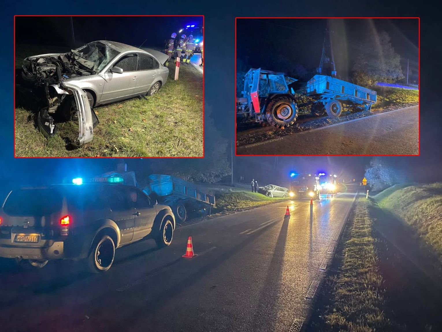 Powiat krasnostawski. Wypadek w Borówku na drodze wojewódzkiej nr 842. Zderzenie osobówki z ciągnikiem rolniczym [ZDJĘCIA]