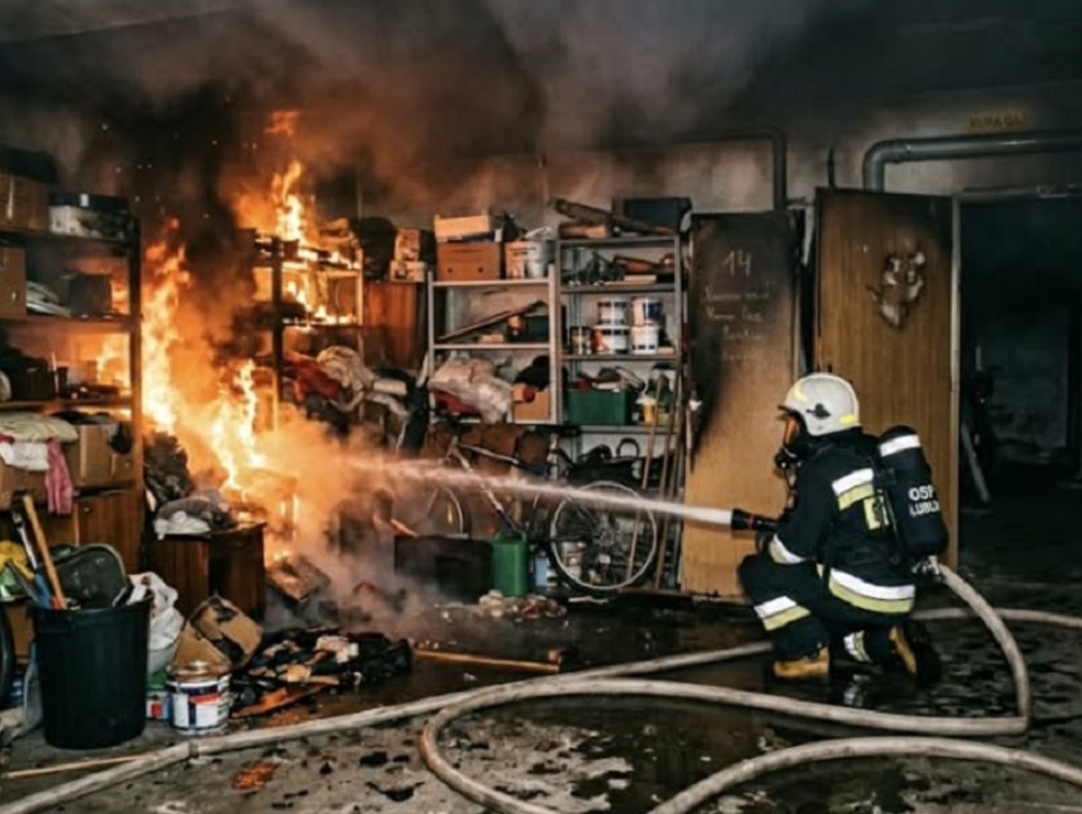 Pożar w piwnicy, jedna osoba poszkodowana