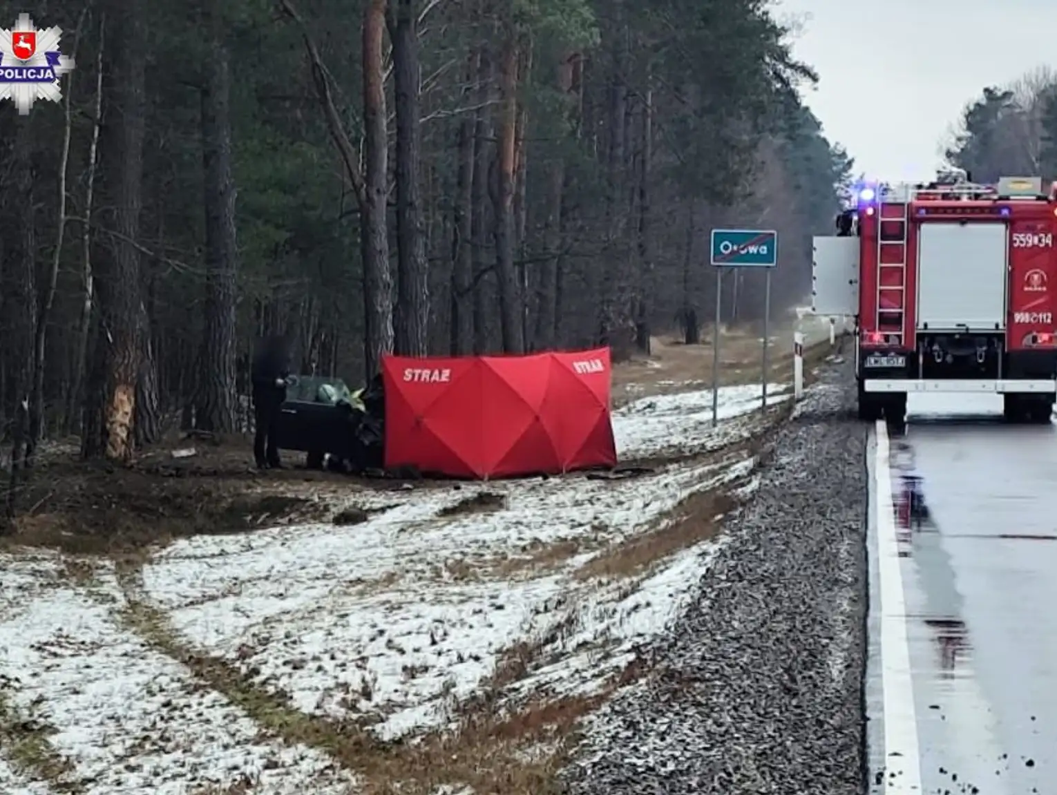 Śmiertelny wypadek w Osowie. Kierowca zginął na miejscu, pasażer trafił do szpitala