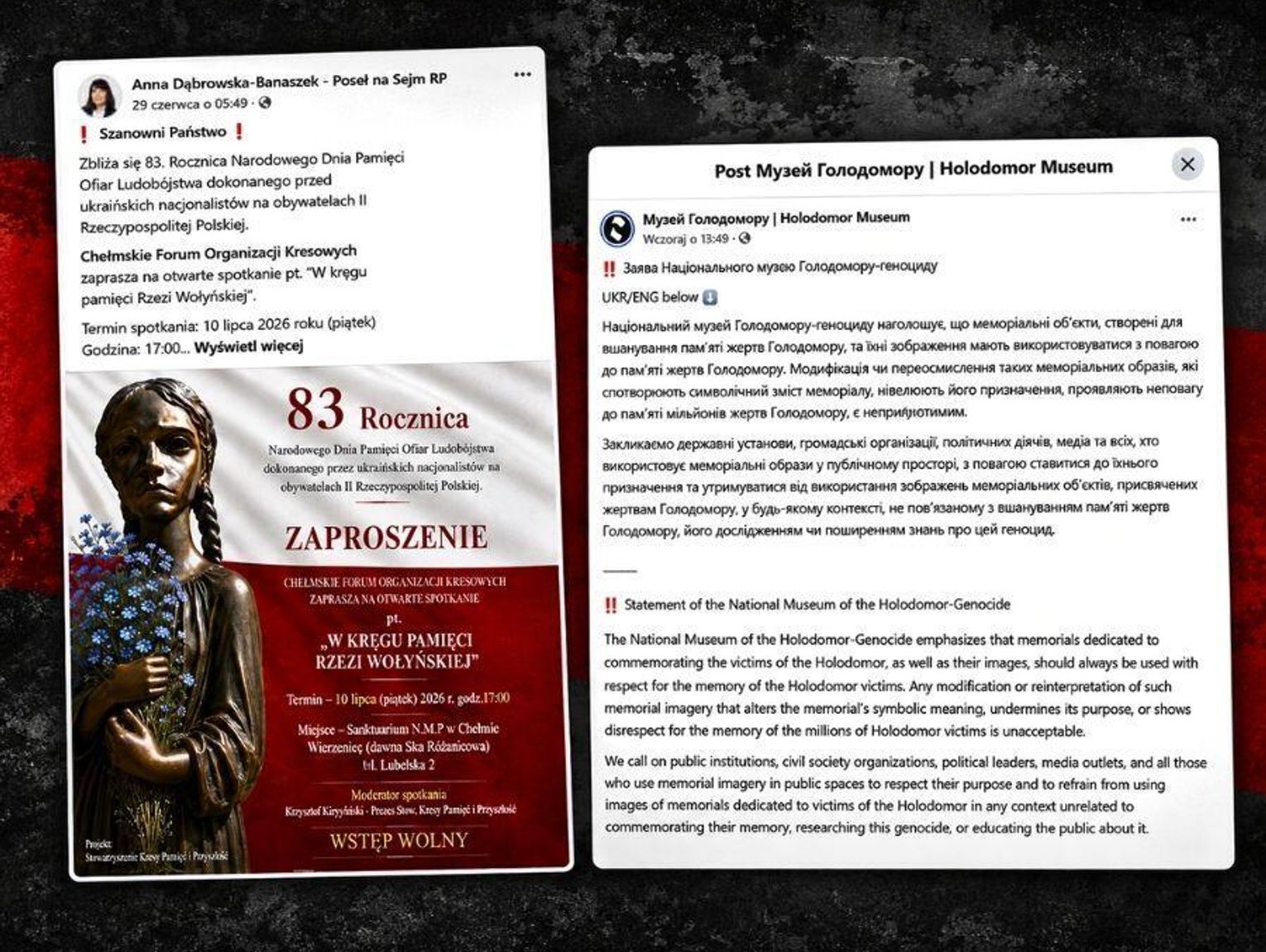 Chełm. Burza po publikacji posłanki. Na plakacie o Wołyniu wykorzystano pomnik ofiar Hołodomoru