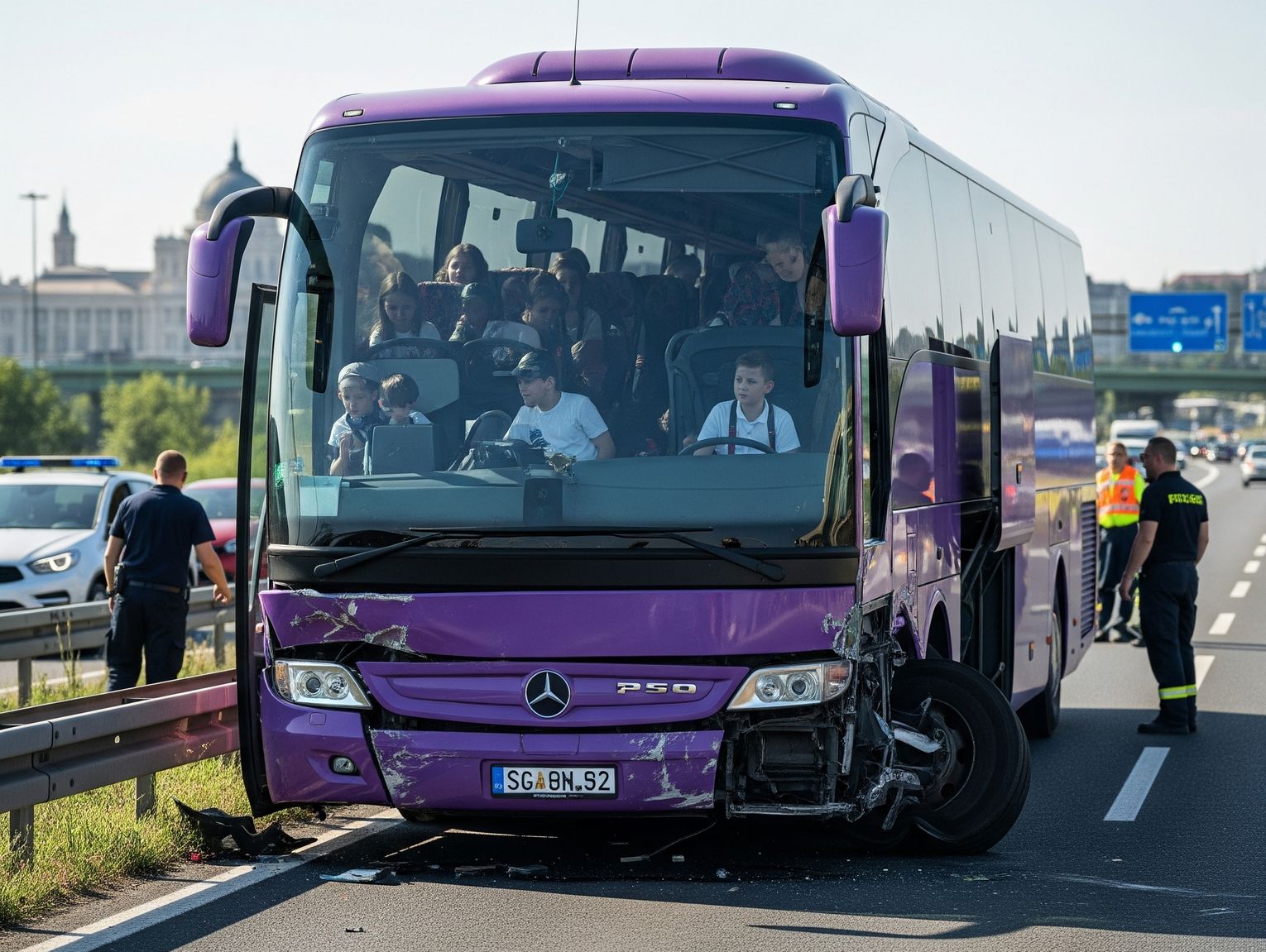 Węgry. W polskim autokarze wybuchła opona. Jechali nim uczniowie z Lubelszczyzny