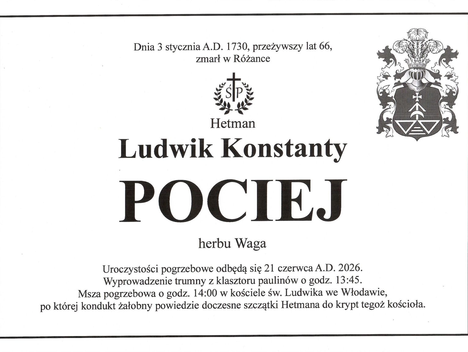 Włodawa przygotowuje symboliczny pogrzeb Ludwika Konstantego Pocieja