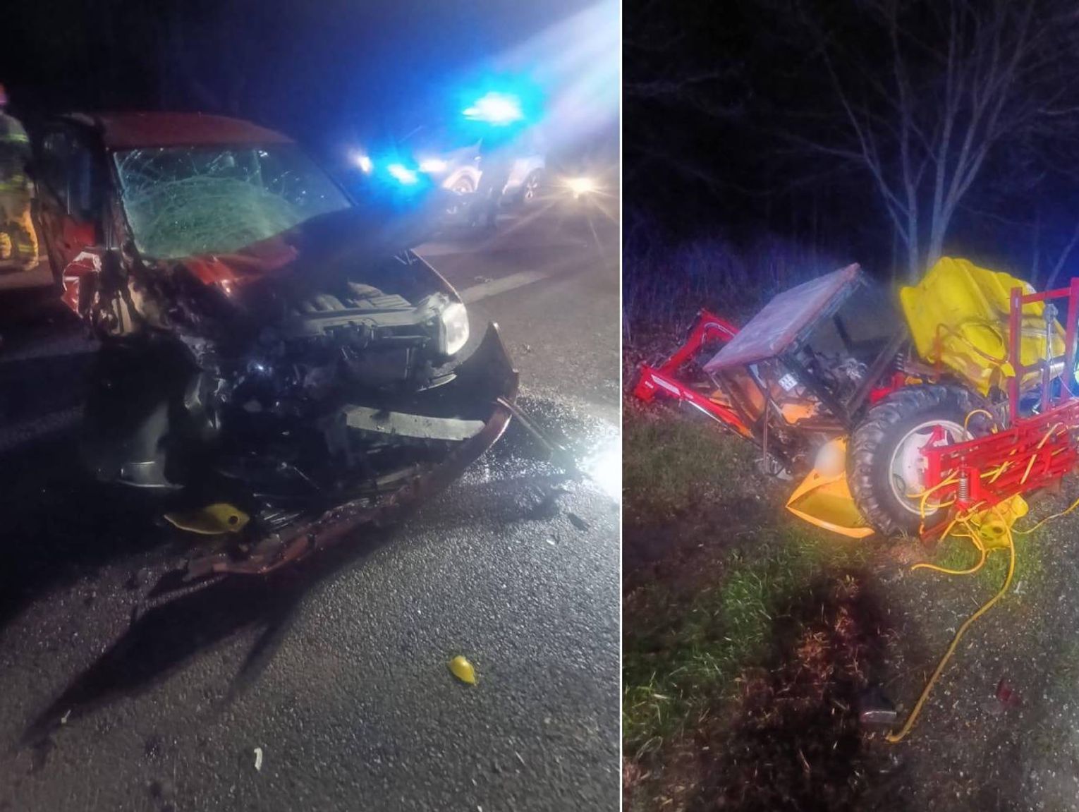 Wypadek w Łopienniku Górnym. Ciągnik zderzył się z osobówką. Ruch utrudniony