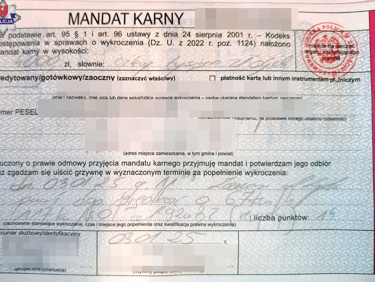 Ten mandat kosztował go 4 tys. zł. 30-latek stracił też prawo jazdy