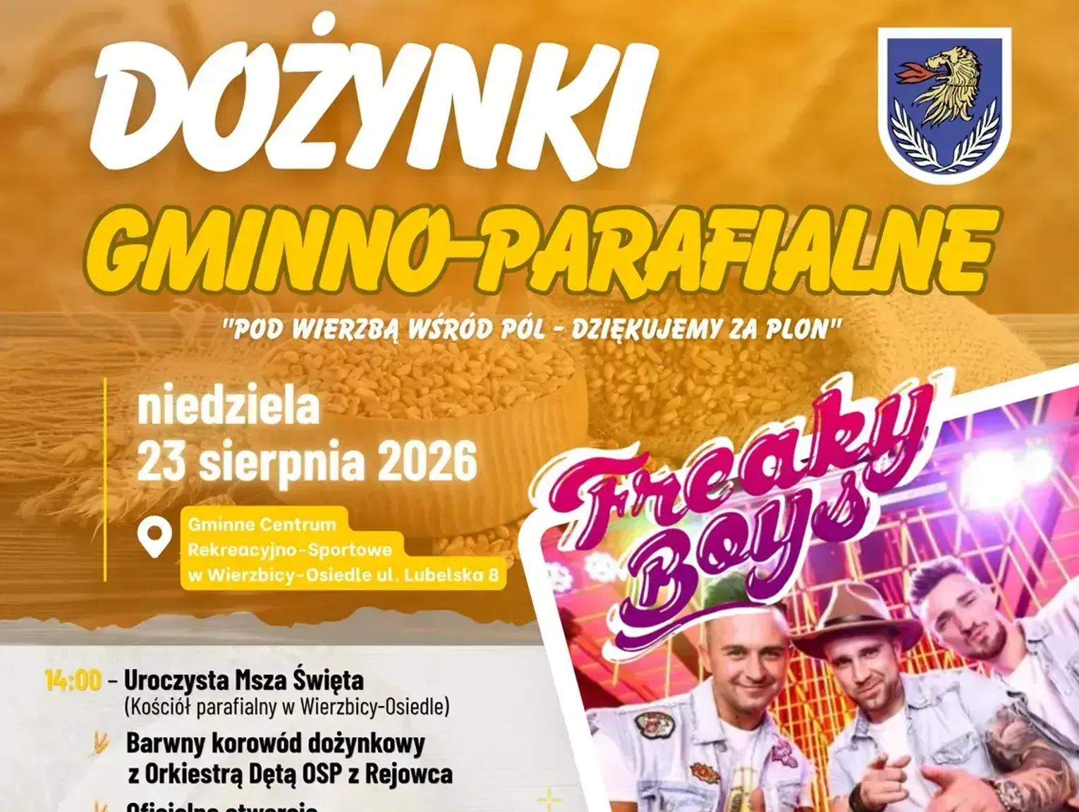 Zapowiedź Dożynek Gminno-Parafialnych w Wierzbicy!