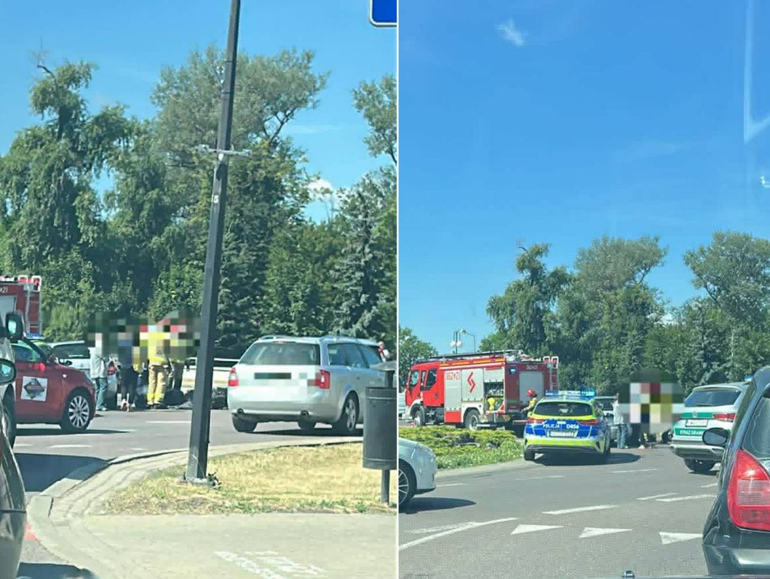 Zderzenie motoroweru ze Skodą na rondzie Jana Pawła II w Chełmie. 73-latek w szpitalu