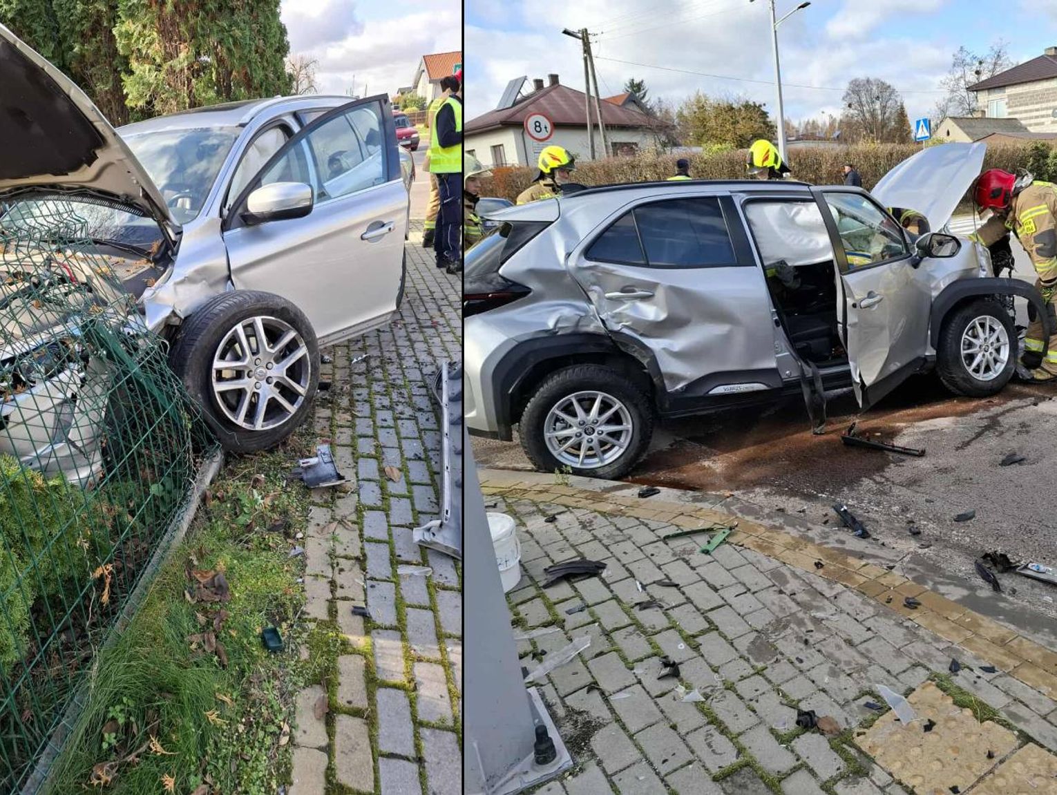 Zderzenie volvo i toyoty w Busównie. Dwie osoby w szpitalu. System eCall powiadomił służby