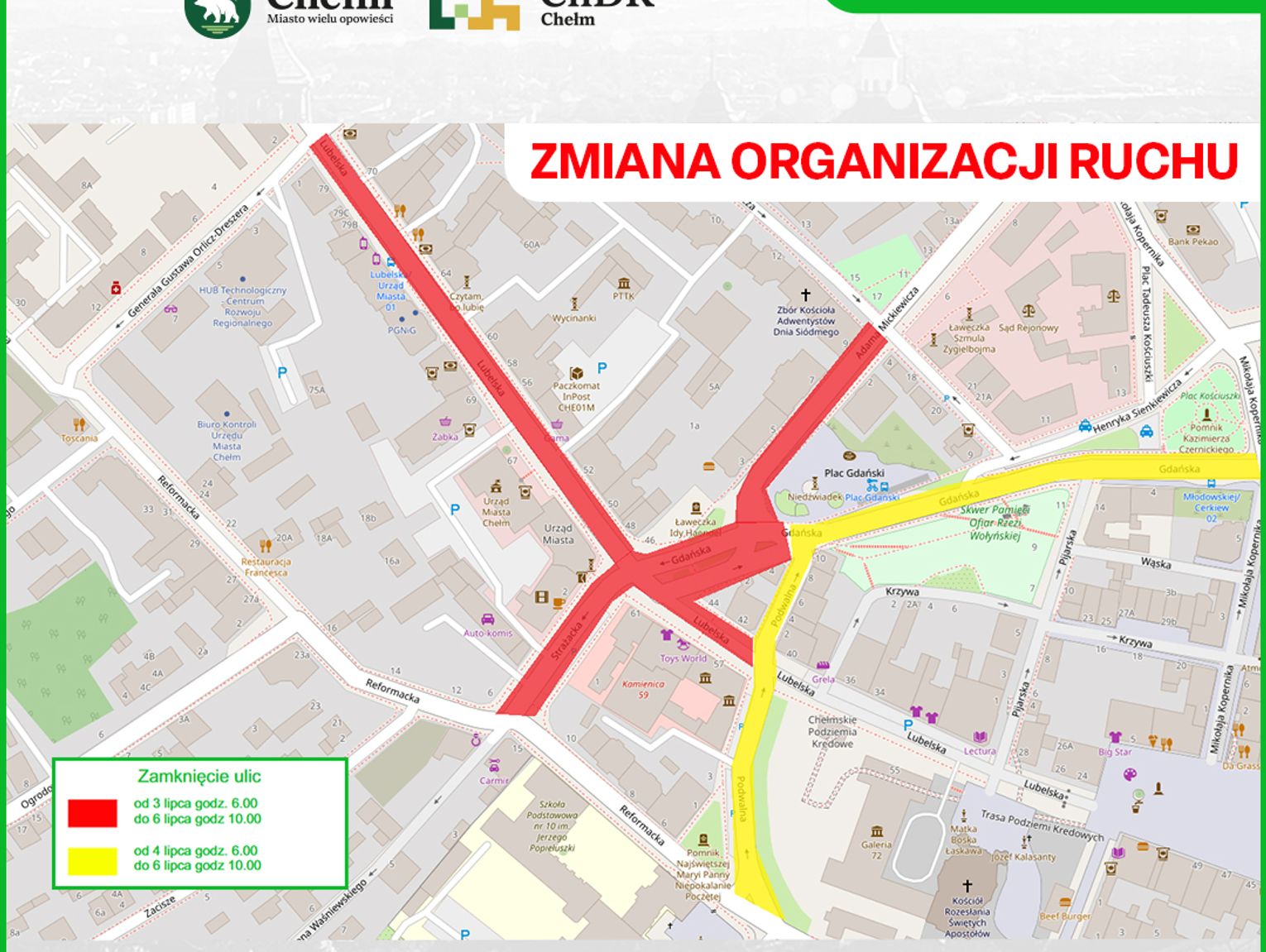 Zmiany w organizacji ruchu na Dni Chełma. Sprawdź zamknięte ulice