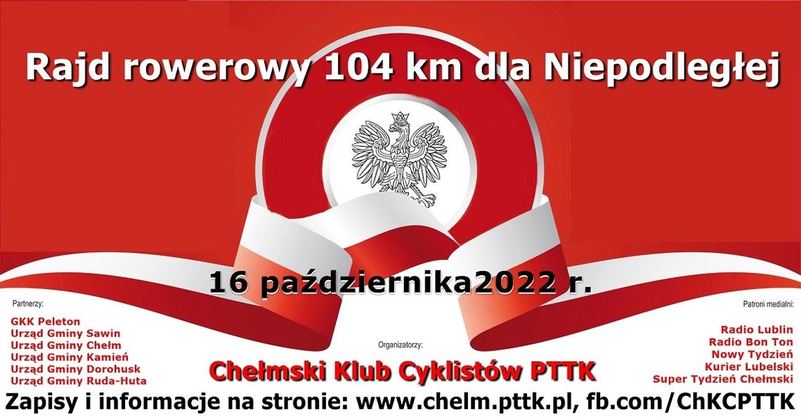 "104 km dla Niepodległej" - patriotyczny rajd rowerowy po naszym regionie!