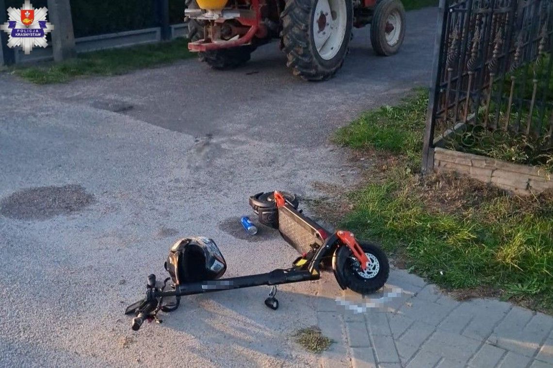 12-latek na hulajnodze wjechał w ciągnik w Orłowie Drewnianym 12-latek na hulajnodze wjechał w ciągnik w Orłowie Drewnianym