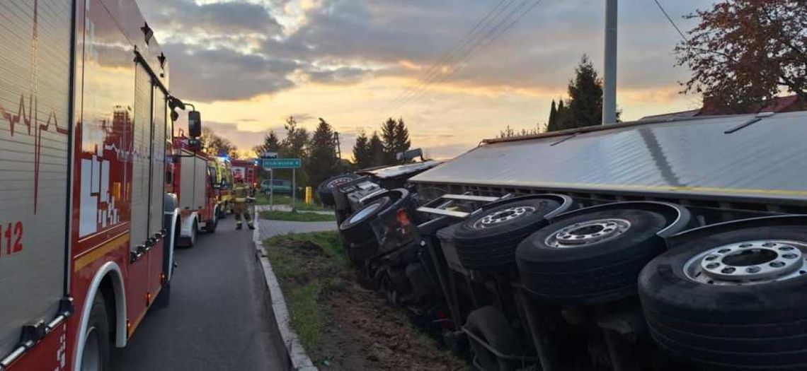 28-latek kompletnie pijany kierował ciężarówką. Nie wyrobił się na zakręcie