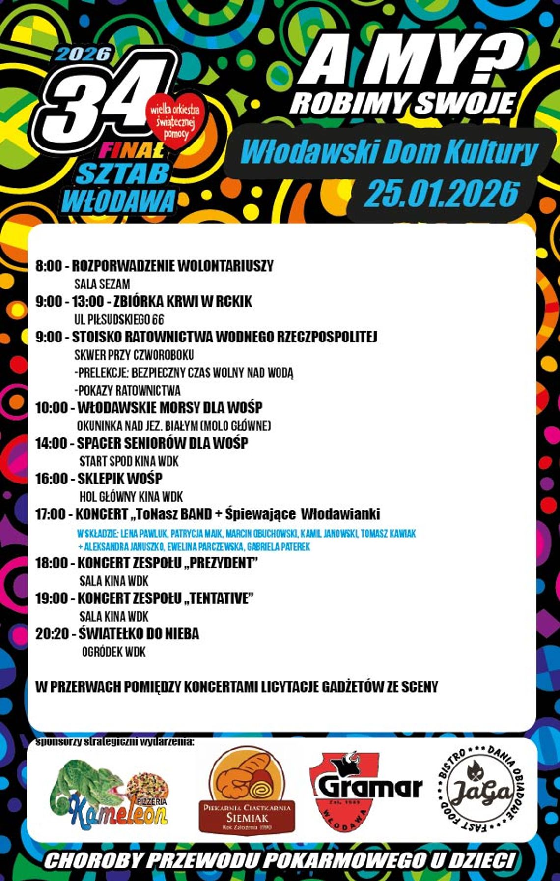 Harmonogram 34. Finału WOŚP we Włodawie.