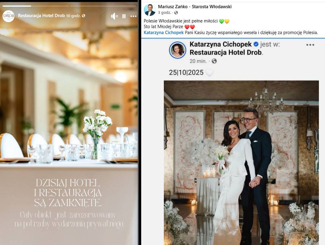 Bajkowe wesele gwiazd telewizji na Polesiu. Cichopek i Kurzajewski wybrali ustronny Urszulin zbitka zdjecia ze ślubu cichopek i kurzajewskiego z komunikatem hotelu i starosty włodawskiego