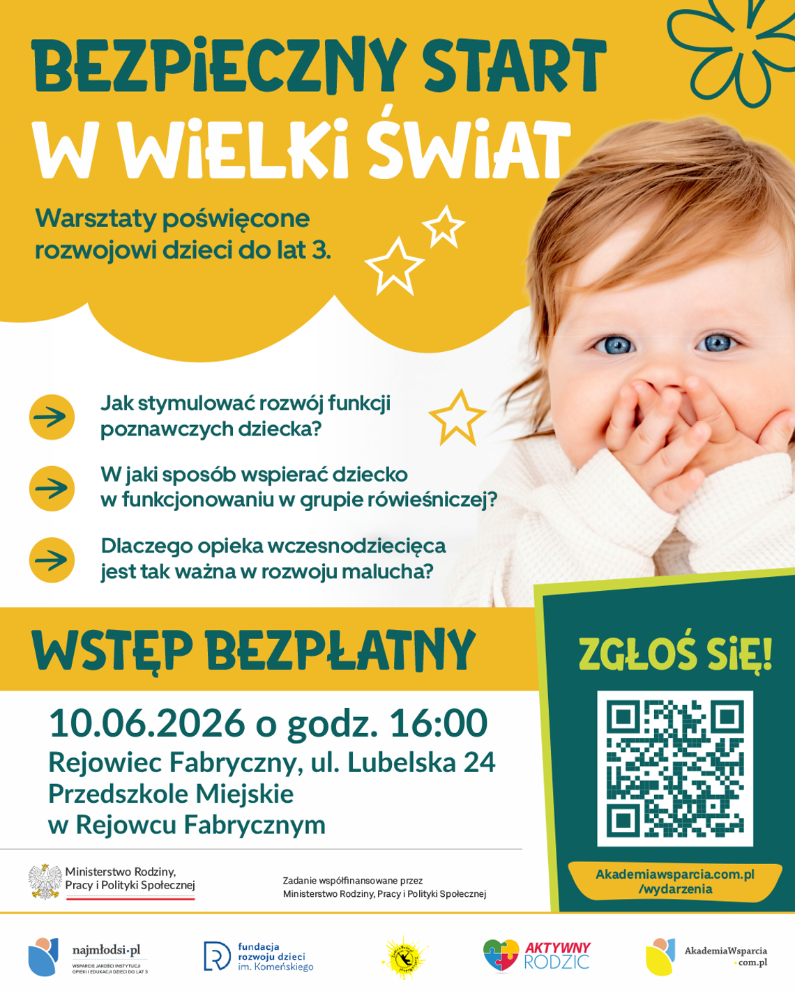 W Rejowcu Fabrycznym 10 czerwca o godz. 16:00 w Przedszkolu Miejskim w Rejowcu Fabrycznym odbędą się otwarte warsztaty poświęcone rozwojowi najmłodszych dzieci.