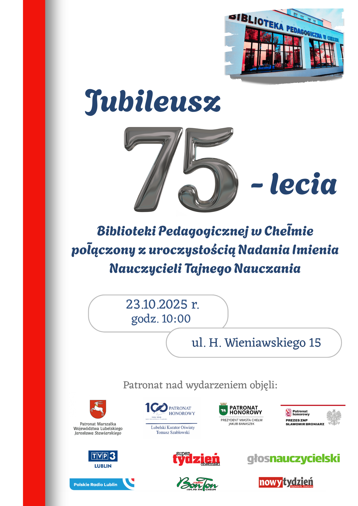 Biblioteka Pedagogiczna w Chełmie obchodzić będzie jubileusz 75-lecia